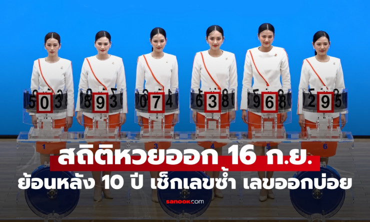 เปิดสถิติหวย 16 กันยายนย้อนหลัง 10 ปี! เช็กเลขซ้ำ เลขออกบ่อย ลุ้นแนวทางงวด 16/9/69